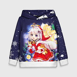 Толстовка-худи детская ПАЙМОН ГЕНШИН ИМПАКТ НОВОГОДНИЙ 2022, цвет: 3D-белый