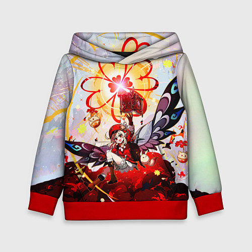 Детская толстовка Кли с крыльями при взрыве Genshin Impact / 3D-Красный – фото 1