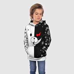 Толстовка-худи детская НОВОГОДНИЙ МОНОКУМА ЧЁРНО БЕЛЫЙ НОВЫЙ ГОД 2022, цвет: 3D-белый — фото 2