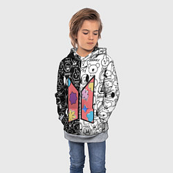 Толстовка-худи детская Permission To Dance SPLIT BT21, цвет: 3D-меланж — фото 2