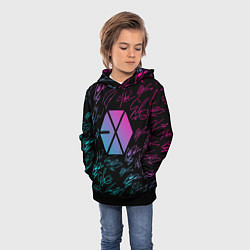 Толстовка-худи детская EXO BAND НЕОНОВЫЕ АВТОГРАФЫ, цвет: 3D-черный — фото 2
