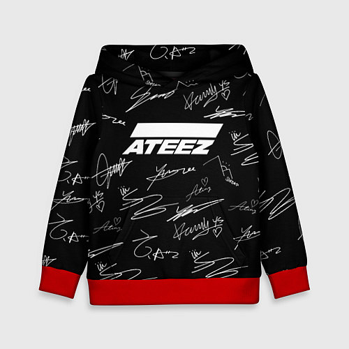 Детская толстовка ATEEZ БЕЛЫЕ АВТОГРАФЫ УЗОР / 3D-Красный – фото 1