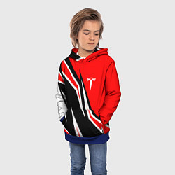 Толстовка-худи детская TESLA MOTORS RED LINE ТЕСЛА, цвет: 3D-синий — фото 2
