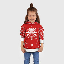 Толстовка-худи детская КРАСНЫЙ СВИТЕР ВЕДЬМАК НОВОГОДНИЙ, цвет: 3D-белый — фото 2