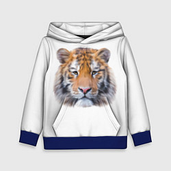 Толстовка-худи детская Тигр рыжий полосатый, цвет: 3D-синий