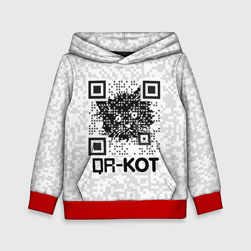Детская толстовка QR код котик / 3D-Красный – фото 1