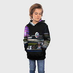 Толстовка-худи детская BMW night city, цвет: 3D-черный — фото 2
