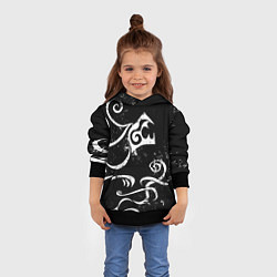 Толстовка-худи детская ТАТУИРОВКА ДРАКЕНА WHITE AND BLACK, цвет: 3D-черный — фото 2