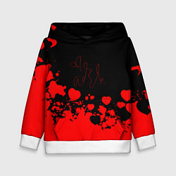 Толстовка-худи детская Adele Сердечки Автограф, цвет: 3D-белый