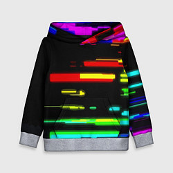 Толстовка-худи детская Color fashion glitch, цвет: 3D-меланж