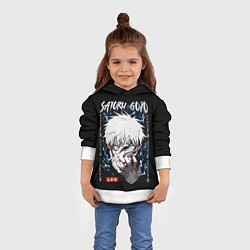 Толстовка-худи детская Сатору Годжо Псих Магическая битва, цвет: 3D-белый — фото 2