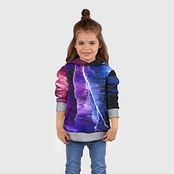 Толстовка-худи детская Космическая молния, глитч, цвет: 3D-меланж — фото 2
