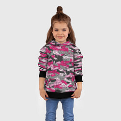 Толстовка-худи детская Розовый именной камуфляж Женя, цвет: 3D-черный — фото 2