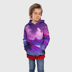 Толстовка-худи детская Горы Закат Аниме, цвет: 3D-красный — фото 2