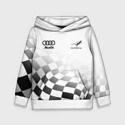 Толстовка-худи детская Audi Quattro, Ауди Кватро, Финишный флаг, цвет: 3D-белый