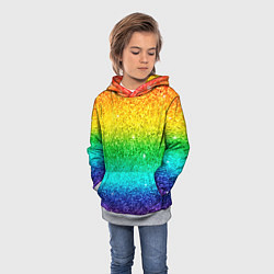 Толстовка-худи детская Блестки радуга, цвет: 3D-меланж — фото 2