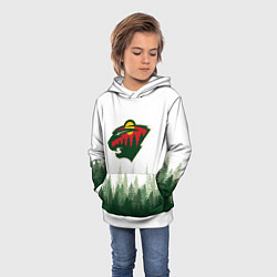 Толстовка-худи детская Minnesota Wild, Миннесота Уайлд Лес, цвет: 3D-белый — фото 2