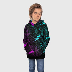 Толстовка-худи детская League Of Legends - Arcane неон логотипы, цвет: 3D-черный — фото 2