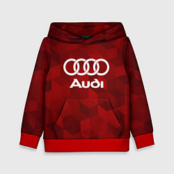 Толстовка-худи детская Ауди, Audi Красный фон, цвет: 3D-красный