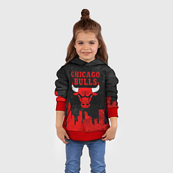 Толстовка-худи детская Chicago Bulls, Чикаго Буллз Город, цвет: 3D-красный — фото 2