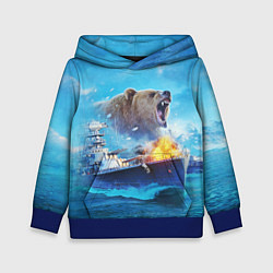 Толстовка-худи детская Медведь ВМФ, цвет: 3D-синий