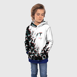 Толстовка-худи детская Tesla pattern glitch, цвет: 3D-синий — фото 2