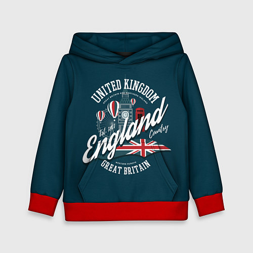Детская толстовка Англия England / 3D-Красный – фото 1