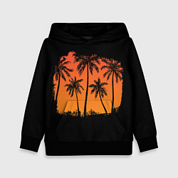 Толстовка-худи детская Пальмы на пляже, цвет: 3D-черный