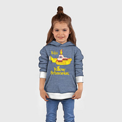 Толстовка-худи детская On a Yellow Submarine 3D, цвет: 3D-белый — фото 2