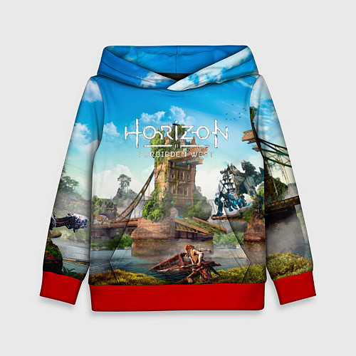 Детская толстовка Horizon Forbidden West - разрушенный мост / 3D-Красный – фото 1