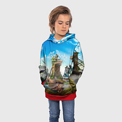 Толстовка-худи детская Horizon Forbidden West - разрушенный мост, цвет: 3D-красный — фото 2