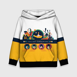 Толстовка-худи детская Yellow Submarine Мультфильм 3D, цвет: 3D-черный