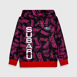 Толстовка-худи детская SUBARU STI PATTERN, цвет: 3D-красный