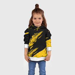 Толстовка-худи детская BLACK AND YELLOW GRUNGE ГРАНЖ, цвет: 3D-белый — фото 2