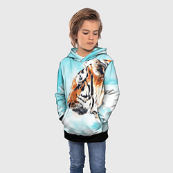 Толстовка-худи детская Tiger paints, цвет: 3D-черный — фото 2