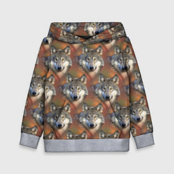 Толстовка-худи детская Волки Wolfs паттерн, цвет: 3D-меланж