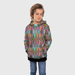 Толстовка-худи детская Мандалы Текстура, цвет: 3D-черный — фото 2