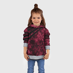 Толстовка-худи детская Мраморный бордовый текстурированный узор, цвет: 3D-меланж — фото 2