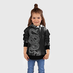 Толстовка-худи детская Snake Краски Змея ЧБ, цвет: 3D-черный — фото 2