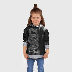 Толстовка-худи детская Snake Краски Змея ЧБ, цвет: 3D-меланж — фото 2