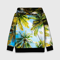 Толстовка-худи детская Пальмы под солнцем, цвет: 3D-черный