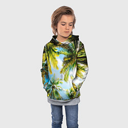 Толстовка-худи детская Пальмы под солнцем, цвет: 3D-меланж — фото 2