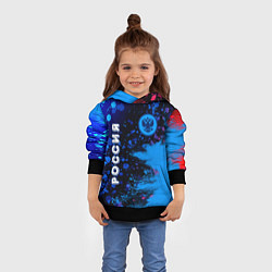 Толстовка-худи детская РОССИЯ - ГЕРБ - Арт 6, цвет: 3D-черный — фото 2