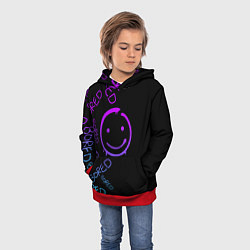 Толстовка-худи детская Neon Bored Half pattern, цвет: 3D-красный — фото 2
