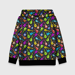 Толстовка-худи детская Разноцветные Гитары, цвет: 3D-черный