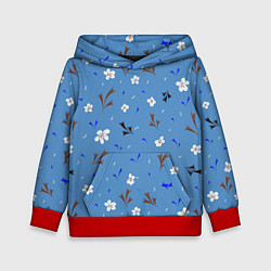 Толстовка-худи детская Цветочки мелкие, цвет: 3D-красный