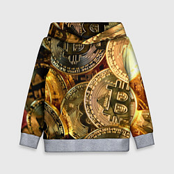 Толстовка-худи детская Биткойны, цвет: 3D-меланж