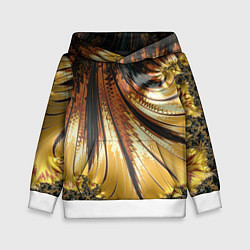 Толстовка-худи детская Черный с золотым фрактал Абстракция, цвет: 3D-белый