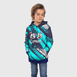 Толстовка-худи детская Cuphead две чашечки, цвет: 3D-синий — фото 2