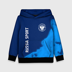 Толстовка-худи детская РОССИЯ - ГЕРБ Russia Sport Пламя, цвет: 3D-черный